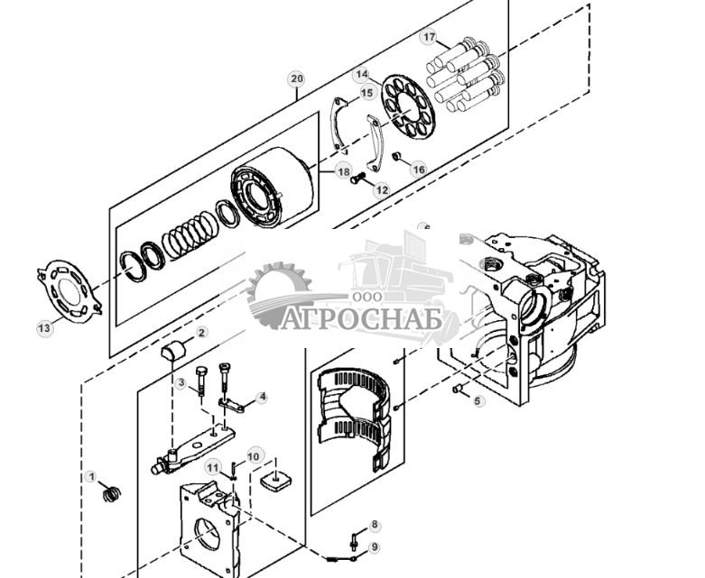 Hydrostatic Pump Components, Housing, Swash Plate, Piston, and Cylinder Block Assembly - ST26246 14.jpg